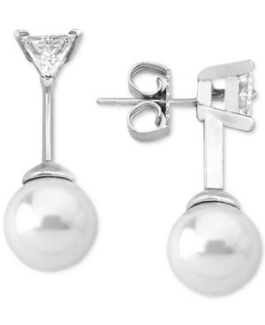 Majorica Sterling Silver Triangle Cubic Zirconia & Imitation Pearl Drop Earrings