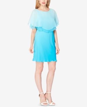 Tahari Asl Ombre Chiffon Capelet Dress
