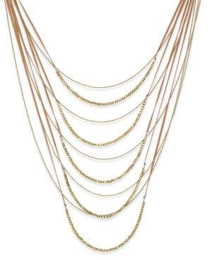 Gold-tone Suede Multi-strand Layered Necklace