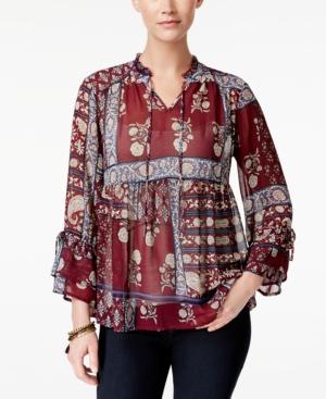 Style & Co Sheer Peasant Top, Only At Macy's