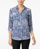 Charter Club Python-print Utility Shirt, Only At Macy's