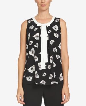 Cece Printed Tie-front Shell