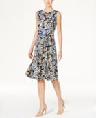 Charter Club Petite Belted Floral-print Fit & Flare Dress, Only At Macy's