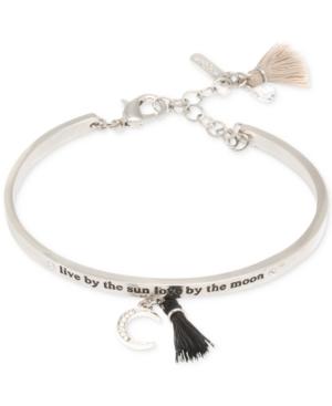 Lonna & Lilly Silver-tone Multi-charm Etched Bangle Bracelet