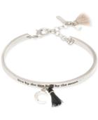 Lonna & Lilly Silver-tone Multi-charm Etched Bangle Bracelet