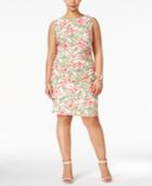 Connected Plus Size Floral-print Tiered Sheath Dress