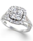 Diamond Halo Cluster Engagement Ring In 14k White Gold (2 Ct. T.w.)