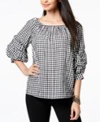 Jpr Ruffle-sleeved Gingham Top