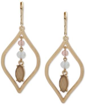 Anne Klein Gold-tone Stone & Bead Chandelier Earrings