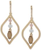 Anne Klein Gold-tone Stone & Bead Chandelier Earrings