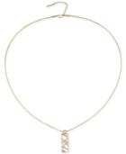 T Tahari Gold-tone Pave Crystal Cut-out Pendant Necklace