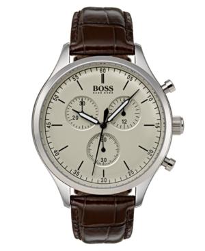 Boss Hugo Boss Men's Chronograph Companion Brown Leather Strap Watch Strap 42mm
