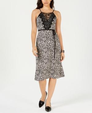 J.o.a. Printed Lace-up Dress