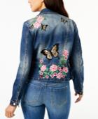 Inc International Concepts Embroidered Denim Moto Jacket, Created For Macy's