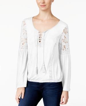 American Rag Lace-up Bell-sleeve Peasant Top, Only At Macy's