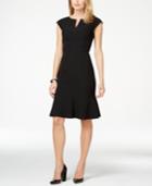 Kasper Cap-sleeve Flounce-hem Dress