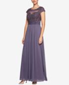 Alex Evenings Embroidered Mesh Gown