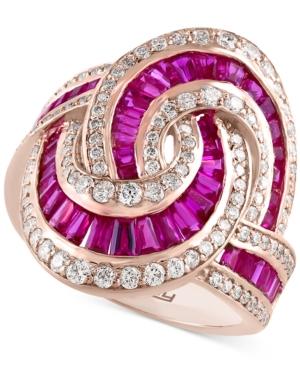 Rosa By Effy Ruby (3-1/2 Ct. T.w.) And Diamond (3/4 Ct. T.w.) Statement Ring In 14k Rose Gold, Created For Macy's
