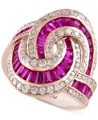 Rosa By Effy Ruby (3-1/2 Ct. T.w.) And Diamond (3/4 Ct. T.w.) Statement Ring In 14k Rose Gold, Created For Macy's