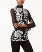 Inc International Concepts Embroidered Sheer-sleeve Top, Only At Macy's