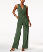 Ny Collection Petite Belted Surplice Jumpsuit
