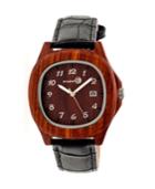 Earth Wood Sherwood Leather-band Watch Red 40mm