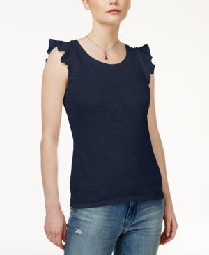 Maison Jules Cotton Flutter-sleeve Top, Created For Macy's