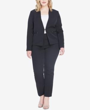 Tahari Asl Plus Size Pinstriped Pantsuit