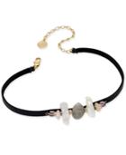 Paul & Pitu Naturally 14k Gold-plated Stone Faux Leather Choker Necklace