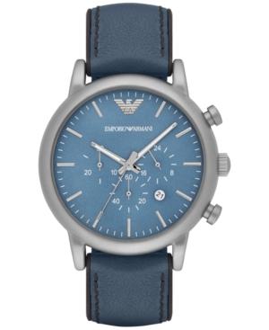 Emporio Armani Men's Chronograph Luigi Blue Leather Strap Watch 46mm Ar1969