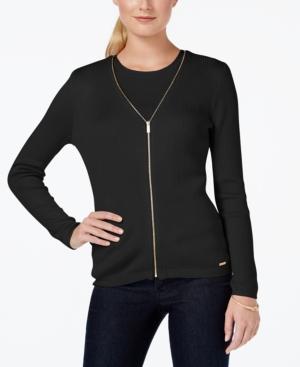 Calvin Klein Zip-front V-neck Cardigan
