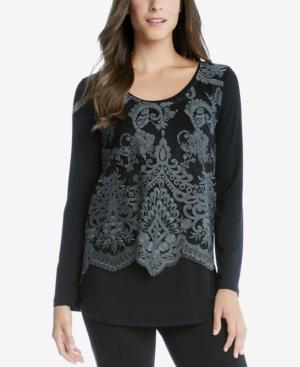 Karen Kane Embroidered Layered-look Top