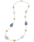 Carolee Gold-tone Blue Lace Agate And Multi-color Stone Necklace