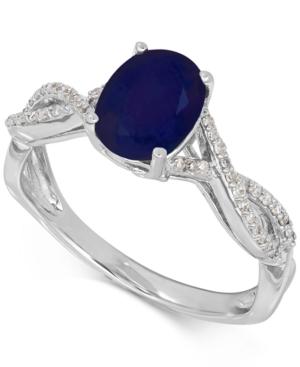 Sapphire (1-1/2 Ct. T.w.) And Diamond (1/10 Ct. T.w.) Ring In 14k White Gold