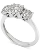 Diamond Cluster Trio Engagement Ring (1/2 Ct. T.w.) In 14k White Gold