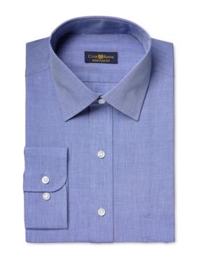 Club Room Estate Men's Classic-fit Wrinkle Resistant Indigo End On End Solid Dress Shirt, Only At Macy's