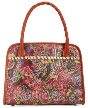 Patricia Nash Metallic Tooled Lace Paris Satchel