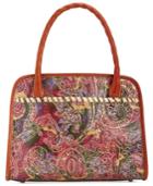 Patricia Nash Metallic Tooled Lace Paris Satchel