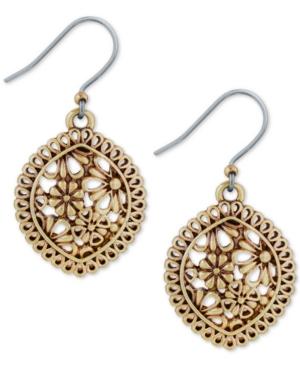 Lucky Brand Gold-tone Flower And Lace Drop Earrings
