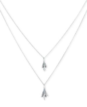 Lucky Brand Silver-tone Tulip Double-row Collar Necklace, 17 + 2 Extender
