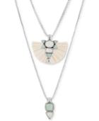 Lucky Brand Silver-tone Stone & Raffia Layered Necklace, 28 + 2 Extender