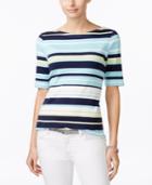 Charter Club Pima Cotton Striped Tee, Only At Macy's
