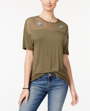 Rebellious One Juniors' Mesh-yoke T-shirt