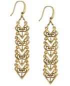 T.r.u. Gold-tone Matte Antique Chevron Linear Earrings
