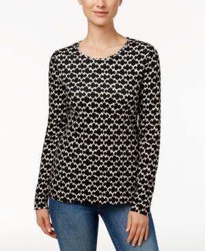 Charter Club Iconic-print Glitter Top, Only At Macy's