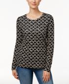 Charter Club Iconic-print Glitter Top, Only At Macy's