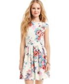 Emerald Sundae Juniors' Floral-print Back-cutout Dress