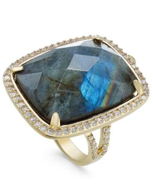 Paul & Pitu Naturally 14k Gold-plated Pave Labradorite Drama Ring