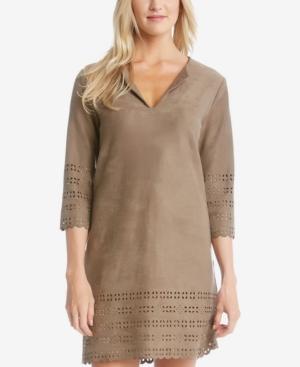 Karen Kane Faux-suede Laser-cutout Shift Dress