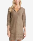 Karen Kane Faux-suede Laser-cutout Shift Dress